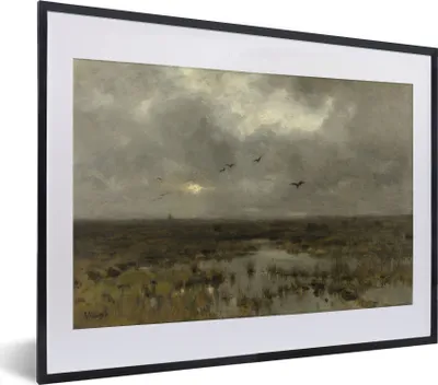 Produktbild von MuchoWow® MuchoWow® Gerahmtes Poster Der Sumpf - Gemälde von Anton Mauve 40x30 cm - Poster mit zchwarzem Bilderrahmen - Bilderrahmen - Poster im Rahmen