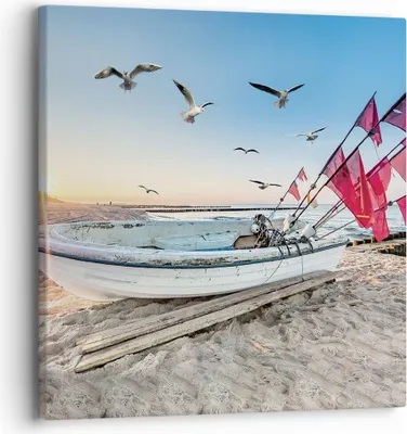 Produktbild von Bild auf Leinwand - Leinwandbild - Einteilig - £ódŸ Küste Möwen - 30x30cm - Wand Bild - Wanddeko - Wandbilder - Leinwanddruck - Bilder - Wanddekoration - Leinwand bilder - Wandbild - AC30x30-4779