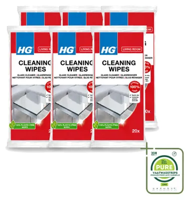 Produktbild von 6 x HG Glasreinigungsdoekjes für streeploose Sauberkeit auf Glas und Spiegeln - Großpackung - 6 Stücke