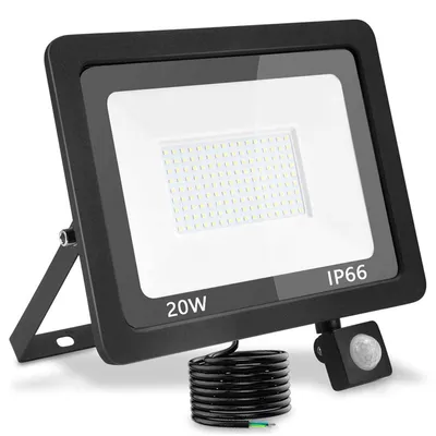 LED-Bauleuchte mit Bewegungsmelder, 20W, 2000lm, warmweiß, IP66