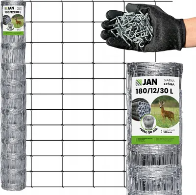 Produktbild von Wildzaun – Forstzaun – Knotengeflechtzaun - 1,8 M Höhe - 50 M Länge - Wetterfest - Gratis Nägel