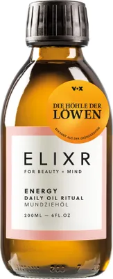 Produktbild von ELIXR Energy Mundziehöl 200ml zum Ölziehen aus Die Höhle der Löwen I Orange Ingwer Rosmarin I e Naturkosmetik I Zahnöl, Ölziehkur