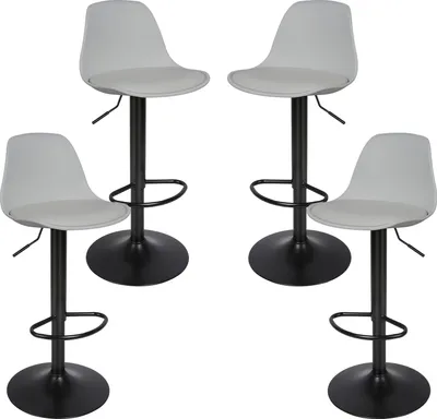 Produktbild von 4er Set Barhocker,Drehbare Barstuhl Tresenhocker Küchenhocker Höhenverstellbar aus Kunstleder - Grau