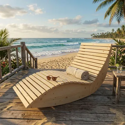 Produktbild von Holzliege Wellenliege Waldsofa Gartenliege "Schaukel-Sannerl" (Fichte) Breite 140cm Schaukelliege Relaxliege Himmelsliege