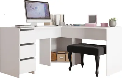 Produktbild von MIRJAN24 Eckschreibtisch Fotyn, Schreibtisch L-Form, Ecktisch vom Hersteller, Jungenzimmer (Farbe: Weiß)