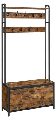 Produktbild von Garderobe mit Schuhschrank – Vintage-Dielenmöbel – Spanplatte, Stahl – 30 x 85 x 180 cm