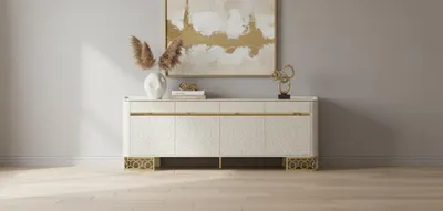 Productafbeelding van Elegant wit sideboard met gouden accenten