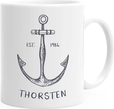 Produktbild von personalisierte Kaffee-Tasse Namenstasse mit Namen Anker persönliche Geschenke für Männer SpecialMe® weiß Keramik-Tasse