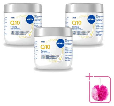Zdjęcie produktu dla 3 opakowania kremu do ciała NIVEA Q10, wzmacniającego i odmładzającego, pojemność 400 ml - zestaw ekonomiczny, 3 sztuki