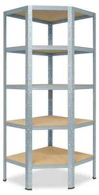 Immagine prodotto di shelfplaza HOME 180x60x30 cm scaffale angolare in zincato con 5 ripiani e 175 kg di portata per ripiano