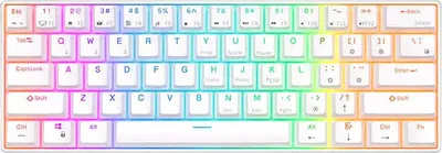 Zdjęcie produktu dla Royal Kludge RK61 Klawiatura mechaniczna, RGB, 2.4G, Bluetooth, 1450mAh, z czerwonymi przełącznikami, biała