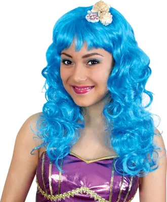 Produktbild von Perücke Meerjungfrau blau mit Muscheln