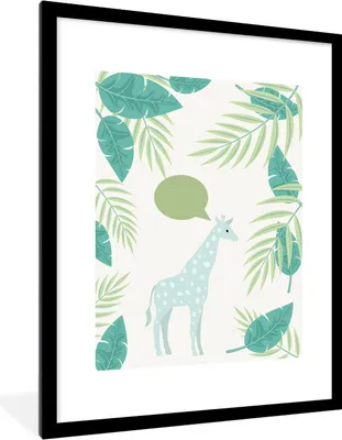 Produktbild von MuchoWow® MuchoWow® Gerahmtes Poster Illustration einer Giraffe in Pastellfarben 60x80 cm - Poster mit zchwarzem Bilderrahmen - Wohnzimmer - Dekorationen - Prämie