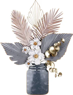 Image de Gilde Wandrelief, "Viola", Blumendesign, Metall, grau, VE 1, L. 11 cm, B. 73 cm, H. 95 cm  67881