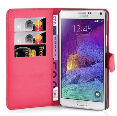 Zdjęcie produktu dla Etui ochronne Cadorabo do Samsung Galaxy NOTE 4 w kolorze czerwonym etui na telefon komórkowy z magnetycznym zamknięciem
