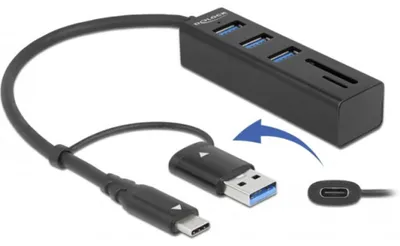 Image de Hub Delock - 3 ports USB 3.2 Gen 1 + 1 port USB-C 3.2 Gen 1