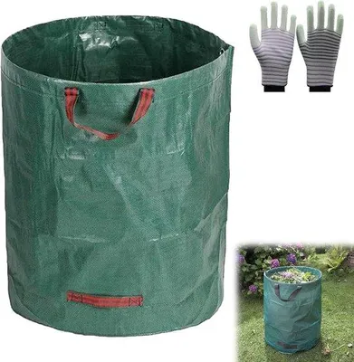 Produktbild von Famanu Gartenabfalltasche 272 Liter - stabile grüne Gartenabfallsäcke mit Handgriffen