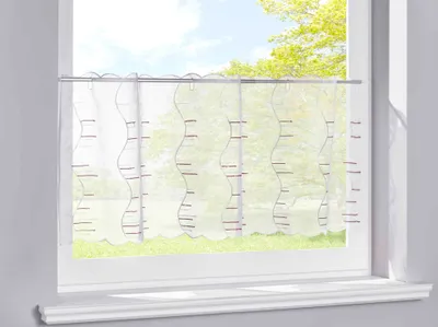 Produktbild von Scheibengardine Stickerei Transparent HxB 40x115 cm Masche Stangenduchzug Bitrogardine Küchenfenster Sichtschutz