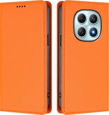 Produktbild von Handyhülle für Xiaomi Redmi Note 15 4G, Kunstleder Klapphülle Stoßfeste Magnetische Hülle mit Ständer Orange