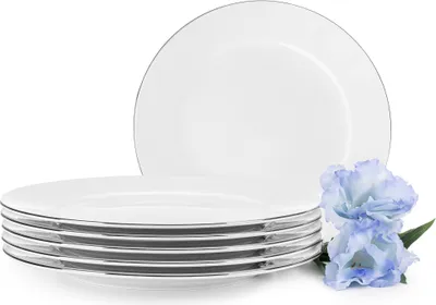 Obrázek produktu pro KONSIMO Jídelní talíře 6 dílů "MUSCARI", Bílá, Porcelán, MODERNÍ, Ø27cm