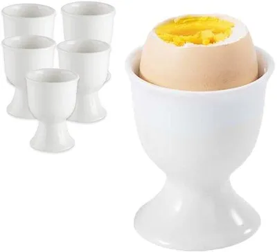 Produktbild von Porzellan-Eierdopf 6-teilig - stapelbar - 7 x 5,2 cm - weiß Porzellan - für jeden Frühstückstisch - Buffet für weich und hart gekochte Eier