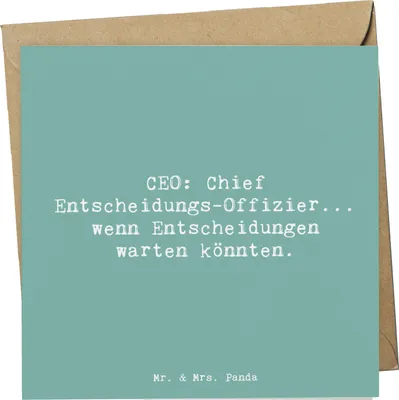 Produktbild von Mr. & Mrs. Panda Klappkarte Spruch CEO Entscheidungen - Meeresbrise - Geschenk, Geschäftsstrategie, Humor, handgefertigte Geschenke, Unternehmensführung, Beruf, Grußkarte