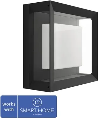 Produktbild von Philips Hue White and Color ambiance Econic Outdoor quadratische Wandleuchte schwarz, Intelligente Wandleuchte, Bluetooth/Zigbee, Schwarz, LED, Glas, Nicht austauschbare(s) Leuchtmittel