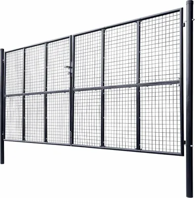 Obrázok produktu pre vidaXL Sieťová záhradná brána z pozinkovanej ocele 400 x 200 cm Sivá