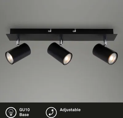 Obrázok produktu pre Otočné stropné bodové svietidlo Stropné svietidlo 3xGU10 max. 40W Čierna Briloner
