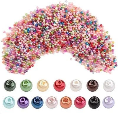 Imagen del producto de Esferas de vidrio de colores, 4 mm, 2000 unidades, ideales para ensartar y crear joyería y manualidades