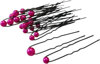 Produktbild von 20 Haarnadeln mit Perlen in Pink, 6/8 mm