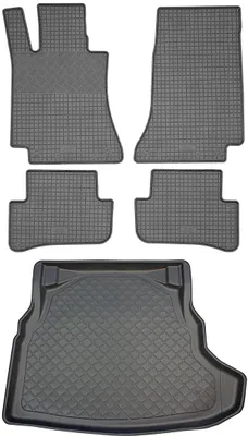 Image de Mercedes Classe C W205, berline (4 portes), à partir de 03.2014 : ensemble tapis de sol en caoutchouc + tapis de coffre