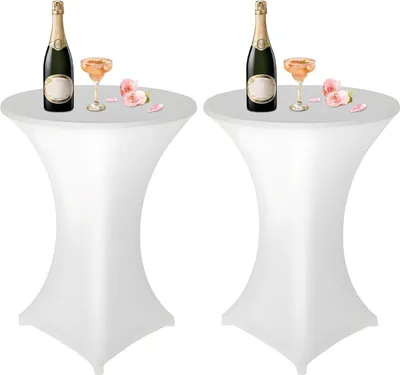 Produktbild von 2er-Set Weiße Stehtischhusse Ø 80-85cm mit Fußtaschen für Hochzeiten & Events
