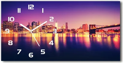 Produktbild von Wanduhr aus Glas – 60x30 cm - Glasbild - Glasuhr - Gehärtetes Glas - weisse-zeiger - Manhattan New York