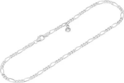 Produktbild von NKlaus 26cm Figaro Fusskette diamantiert 925 Silber Damen Figarokette Fußkettchen 14670