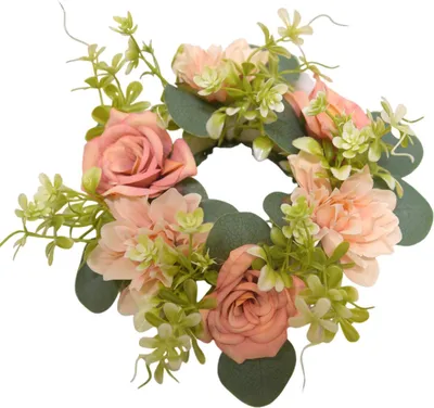Produktbild von Menorah-Girlande, Kerzenringe, Seidenblumenkranz, Girlande für Hochzeiten, lebensechte Säulenkerzenhalter, Heimtür, Tischdekoration