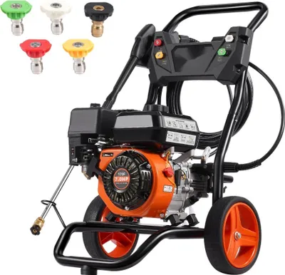 Produktbild von Benzin Hochdruckreiniger 3400 PSI - 2,6 GPM - 5 Düsenset - Vertikaler Hochdruckreiniger für Autos - Leistungsstark und effizient