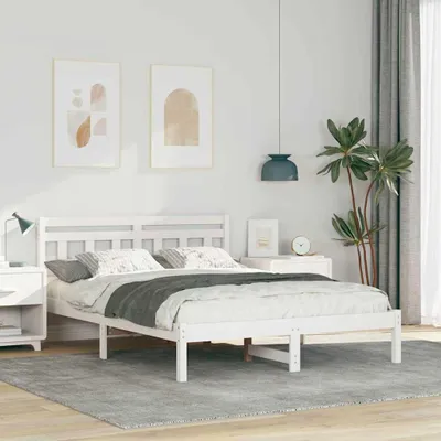 Produktbild von Maison Exclusive - Bettrahmen Weiß 135 x 190 cm Massives Kiefernholz