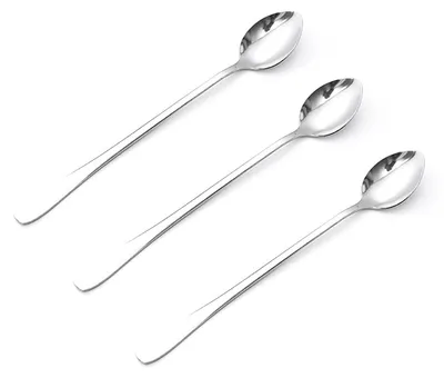 Produktbild von Löffel mit langem Griff, Edelstahl, elegant, multifunktional, zum Rühren für Kaffee, Tee, Dessert, 3 Stück, spitzer Kopf