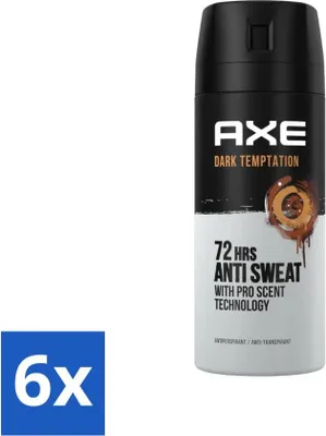 Image de Ax – Déodorant spray – 72 heures anti-transpiration – Tentation sombre – 150 ml - Pack économique - 6 pièces