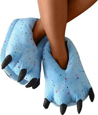 Produktbild von ASKSA Uni Soft Pluesch Haus Hausschuhe Tier Kostuem Pfote Claw Schuhe, Hellblau, Groesse: 36-42