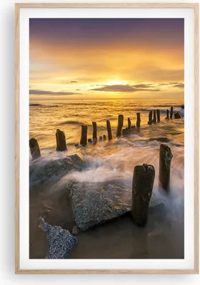 Produktbild von Gerahmtes Poster - Rahmen in heller Eiche - baltisch meer Mole Landschaft - 61x91,5 cm - Wand Bild - Wanddeko - Wandbilder - Wandposter - Bilderrahmen - Bilder - Kunstdruck - Wandbild P2NPA61x91-3092