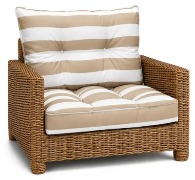 Zdjęcie produktu dla Poduszki na meble ogrodowe zestaw 60x60 + 40x60 cm w biało-beżowe paski
