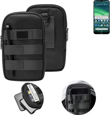 Produktbild von K-S-Trade Holster Gürtel Tasche kompatibel mit Nokia 2.3 Handy Tasche Schutz Hülle dunkel-grau viele Fächer, 1x
