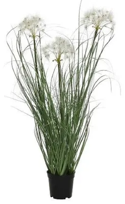 Produktbild von Gras Topf Kunstpflanze Kunstblume Polyester grün/weiß H 66 cm Ø 40 cm