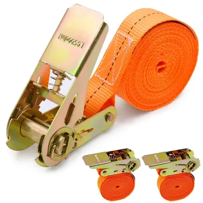 Productafbeelding van 3 spanbanden met ratel, tot 800 kg, 25 mm x 4 meter, oranje