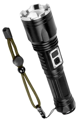 Image de Avizar, lampe de poche LED 15 W avec 3 modes d'éclairage, rechargeable, noire