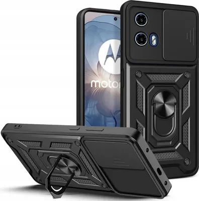 Produktbild von Tech-Protect CamShield schwarze Pro Handyhülle mit 360° Ringhalter Kompatibel mit Motorola Moto G24 Power