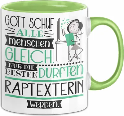 Produktbild von Raptexterin Geschenk Becher Tasse Gott Schuf Alle Menschen Gleich Nur Die Besten Durfeten Raptexterin Werden Geschenkidee Lustig (Grün)
