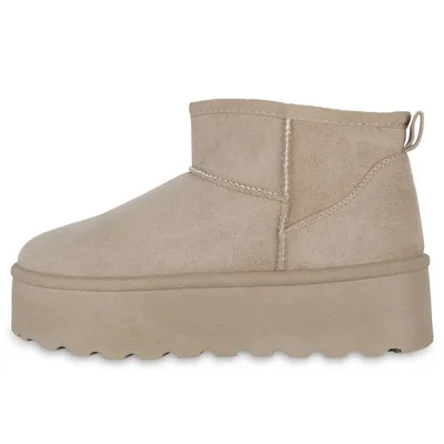 Produktbild von VAN HILL Damen Warm Gefüttert Winter Boots Stiefeletten Profil-Sohle Schuhe 841471, Farbe: Beige, Größe: 38